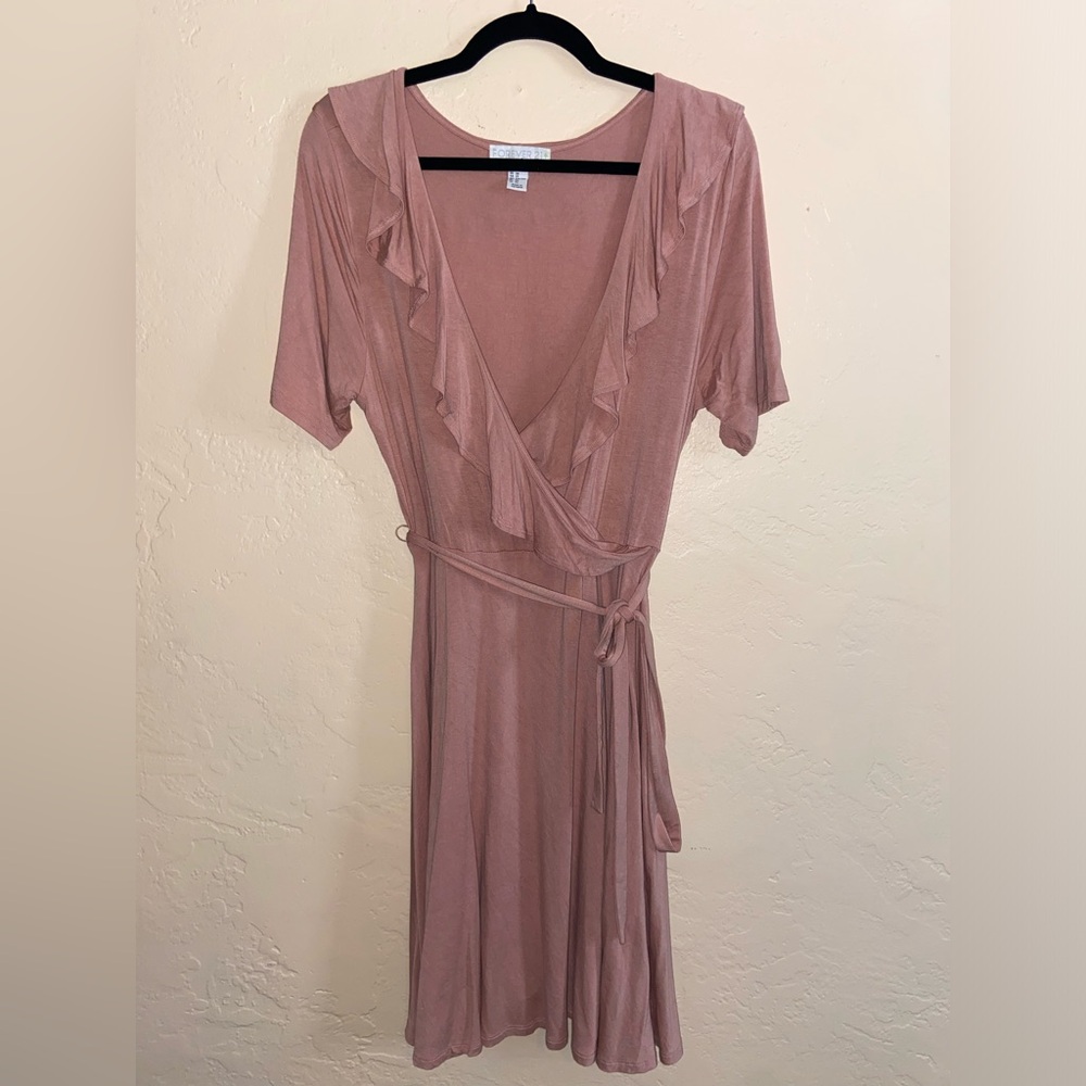 Forever21 Pink Ruffle Dress with Belt Tie